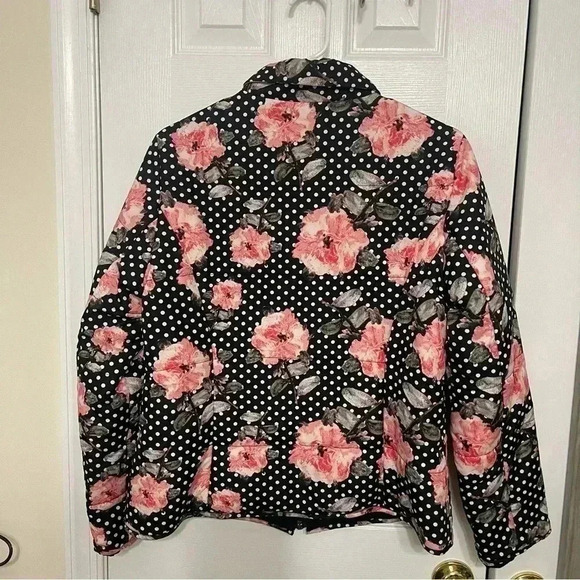 CHICO'S floral polka dot lightweight puffer jacket (Size 1) - Picture 4 of 10